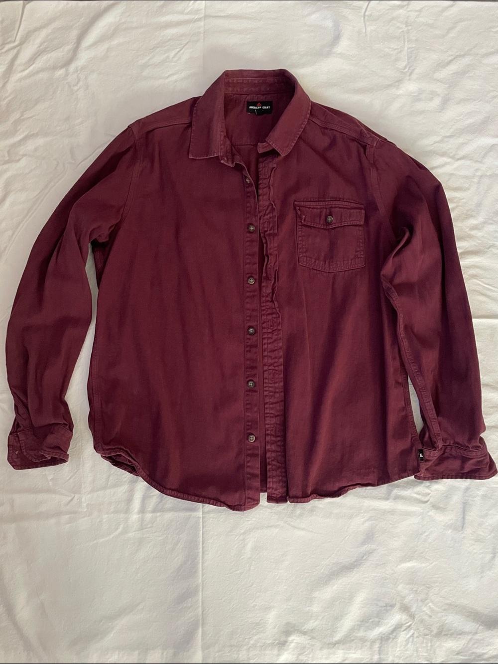 American Giant Men's Button-Down Shirt in Burgundy USA